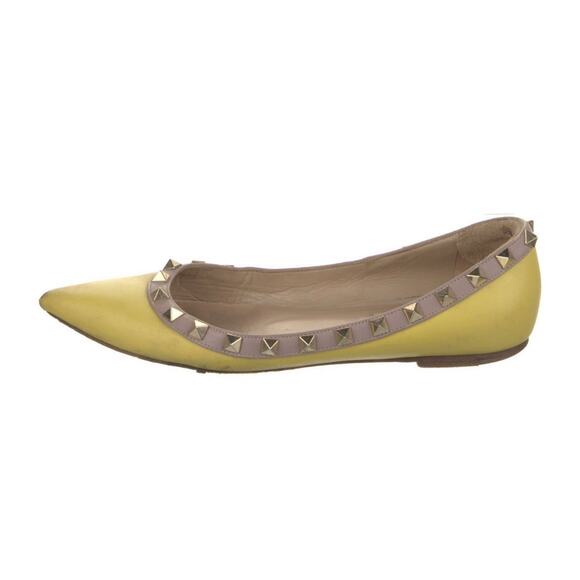 Authentic Valentino Garavani Rockstud Ballerina Yellow Flat Size EU 36 US 5.5 - Picture 6 of 8